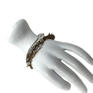 Coldwater Creek Bracelet Brass Tone Chain Glass Beads‎ Toggle Closure